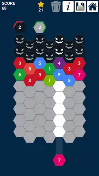 ataque hexagonal: atirar e mesclar números Screen Shot 6