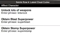 Cheat Codes for Saints Row 4 Screen Shot 0