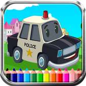 Painting Police Car Coloring Book Game for Kids