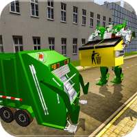 caminhão lixo transformação robô real dirigindo 3D