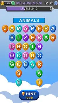Word Balloons - Word Games free for Adults Screen Shot 0