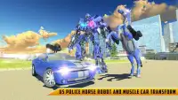 Полиция США Transform Robot Car Cop Wild Horse Gam Screen Shot 13