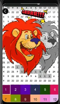 Lion Pixel Art-Animal Coloring By Number Screen Shot 2