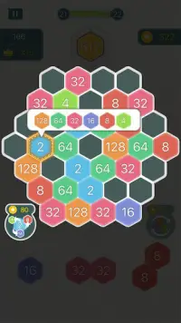ヘキサポップ：2048までにマージ！無料の六角形マージパズルゲーム Screen Shot 2