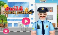 Baue eine Polizeistation: Bauarbeiter-Spiel Screen Shot 2