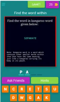 Kangaroo word puzzle game Screen Shot 0