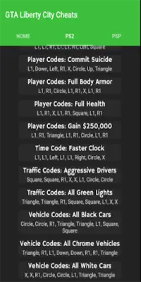 Cheat Codes for Liberty City Stories Screen Shot 1