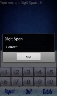 Digit Span - Memory Game Screen Shot 2