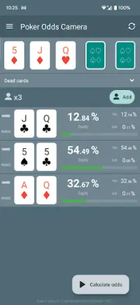 Poker Odds Camera Calculator Screen Shot 2
