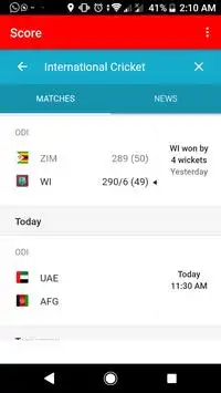 Cricket Live Score Screen Shot 0