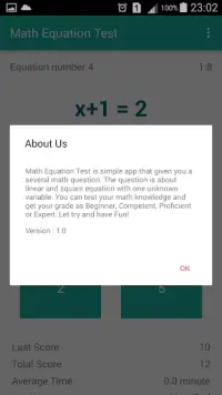 Math Equation Test Screen Shot 2
