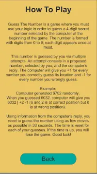 Guess 4 Numbers Screen Shot 0