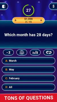 Millionaire Trivia Game Quiz Screen Shot 0
