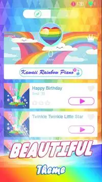 Kawaii Rainbow Piano Tiles - Cute Unicorn Screen Shot 0