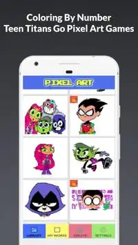 Coloring By Number Teen Titans Go Pixel Art Games Screen Shot 0