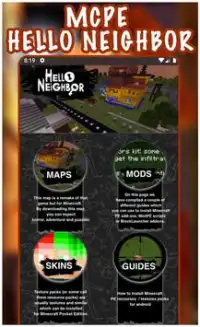 Map & Skins & News For MCPE - Hello neighbor World Screen Shot 2