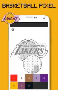 فريق كرة السلة Logo اللون حسب العدد - Pixel Art Screen Shot 0