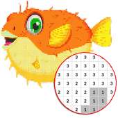 Cor dos peixes pelo número - arte do pixel