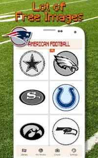 American Football Logo Color By Number - Pixel Art Screen Shot 1