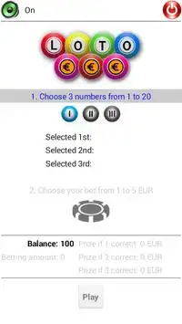 Lotto Game "Loto20" Screen Shot 1