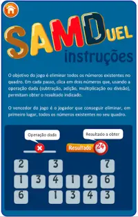 SAMDuel - Jogo matemático Screen Shot 1