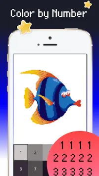 数による魚の色：ピクセルアート青い海 Screen Shot 3