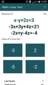 Math Linear Test Screen Shot 2