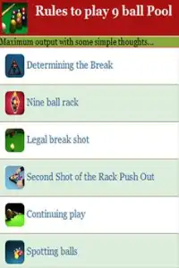 Rules to play 9 ball Pool Screen Shot 1