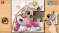Puzzle for girls - princess and unicorn. Free game Screen Shot 0