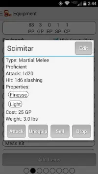 Squire - Character Manager Screen Shot 3