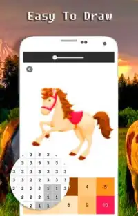 Horse Cartoon Color By Number - Pixel Art Screen Shot 2