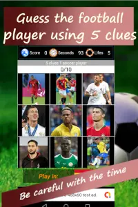 5 clues and one soccer player. Quiz 2020 Screen Shot 0