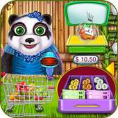 Supermarket Panda Family Shopping Game