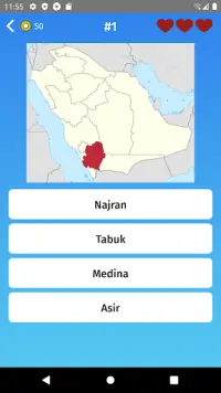 Saudi Arabia: Regions & Provinces Map Quiz Game Screen Shot 1