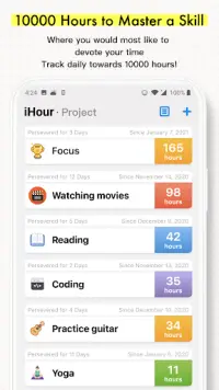 iHour - Habit & Skill Tracker Screen Shot 1