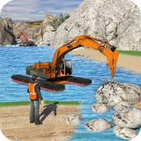 Eau Surfeur Excavatrice Grue 3D: Construction Site