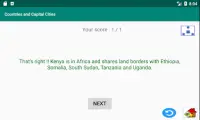 Countries, Capital cities, Continents, Flags Quiz Screen Shot 4