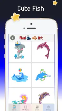 Fish color by number : Pixel art blue ocean Screen Shot 1