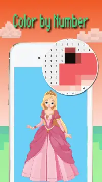 Pixel art: Princess color by number Screen Shot 4