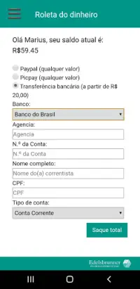 Roleta do dinheiro - desabilitado. Screen Shot 1