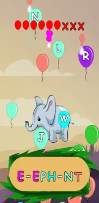 Balloon Pop : Kids Word Game (Animals Version) Screen Shot 2