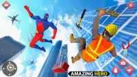Flying Police Robot Rope hero Spider Rescue Games Screen Shot 0