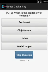 Capital City Quiz Screen Shot 1
