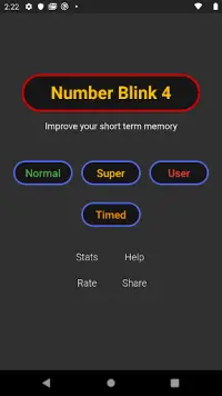 Number Blink 4 - Memory Game in a Flash Screen Shot 1