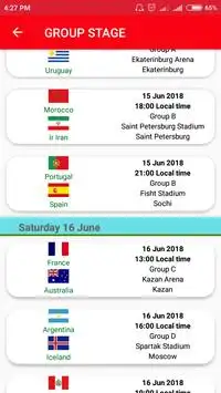 Fifa World Cup Russia 2018 Time Schedule Screen Shot 2