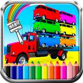 Big Vehicle Bus Truck Coloring Game For Kids