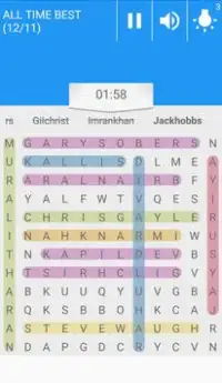 CRICKET GAME -  WORD SEARCH Screen Shot 0