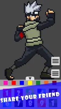 Pixel Art Kakashi Coloring Game Screen Shot 2