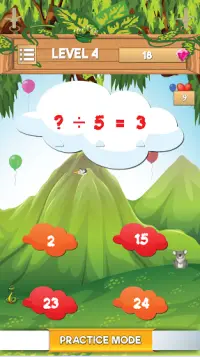 बच्चा गणित खेल - डिवीजन प्लस माइनस जानें Screen Shot 0