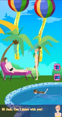 Pool Party love stroy games - Couple Kissing Screen Shot 3
